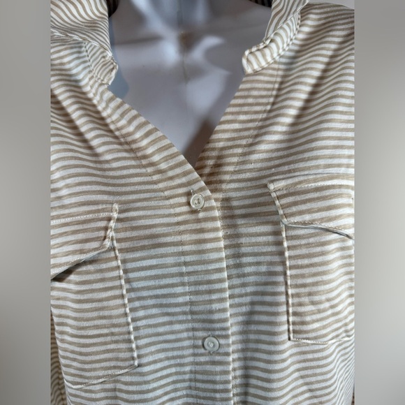 Women’s White & Brown  Blouse 3/4 Sleeve Croft And Barrow, Size L - Picture 4 of 11